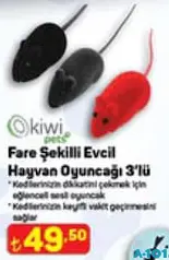 KİWİ PETS FARE ŞEKİLLİ EVCİL HAYVAN OYUNCAĞI 3'LÜ